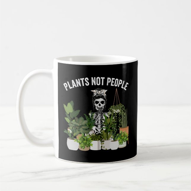 Mug Plantes pas les gens Messy Bun Crâne Jardinage Pla (Gauche)