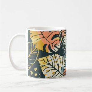 Mug Plantes tropicaux : motif artistique abstrait.