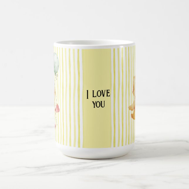 Mug plaque d'anniversaire de canard rayé jaune personn (Centre)