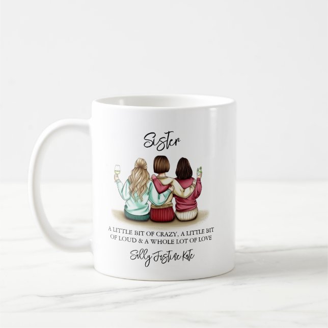 Mug Plaque de Noms Personnalisés De Jour Des Soeurs -  (Gauche)