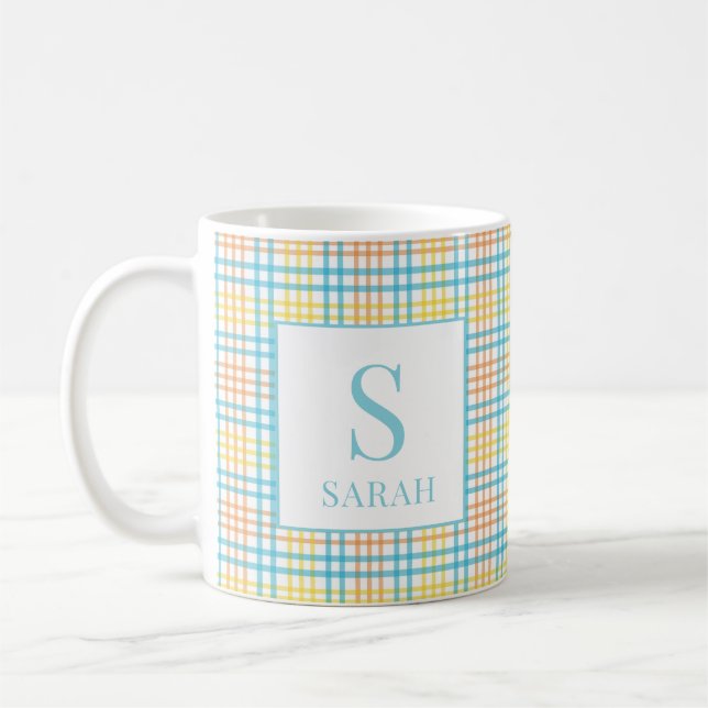 Mug Plaque de Pâques de printemps pastel avec monogram (Gauche)