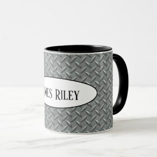 Mug plaque diamant métallique avec nom