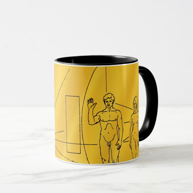 Mug Plaque dorée de la sonde spatiale NASA Pioneer 10 (Devant droit)