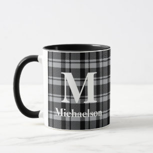 Mug Plaque grise et noire avec nom de monogramme