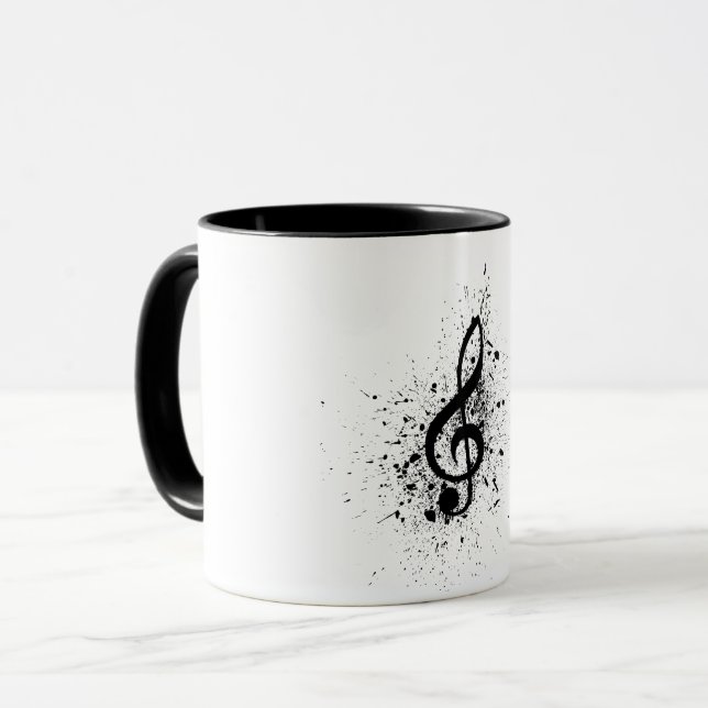 Mug Plaque musicale de musique de page motif de notes  (Devant gauche)