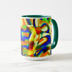 Mug Plaques de couleur sur bandes beiges verdâtres cro