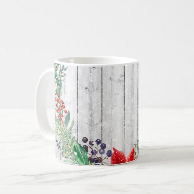 Mug Plaques en bois de fleurs de Noël (Devant gauche)