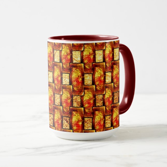 Mug Plaques rectangulaires marron-orange sculptées et  (Devant droit)