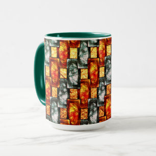 Mug Plaques rectangulaires rouges sculptées et tachées