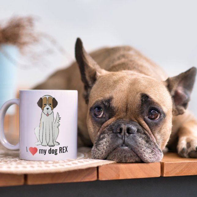 Mug Plat Amusant Je Coeur Mon Chien Personnalisé Whims (Créateur téléchargé)