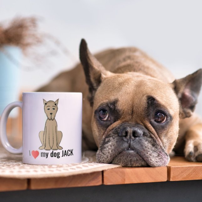 Mug Plat Amusant Je Coeur Mon Chien Personnalisé Whims (Créateur téléchargé)