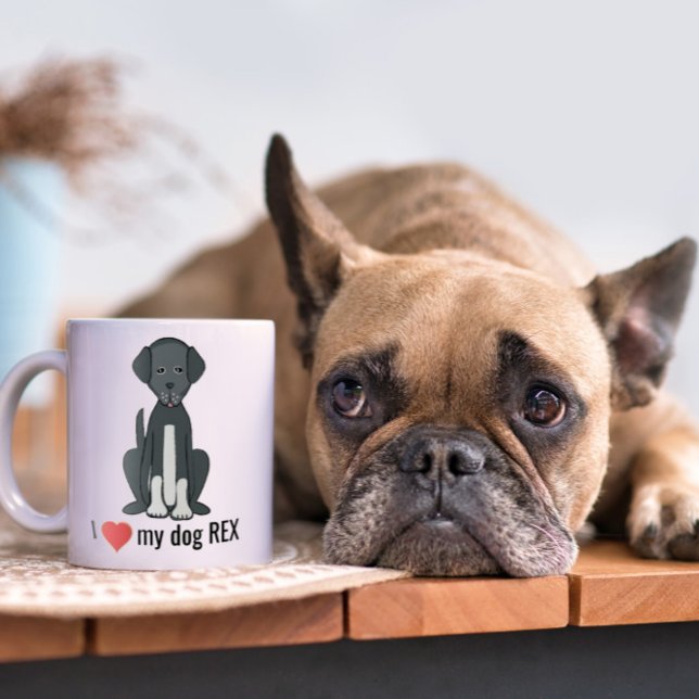Mug Plat Amusant Je Coeur Mon Chien Personnalisé Whims (Créateur téléchargé)