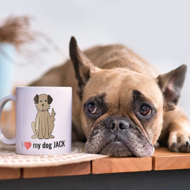 Mug Plat Amusant Je Coeur Mon Chien Personnalisé Whims (Créateur téléchargé)