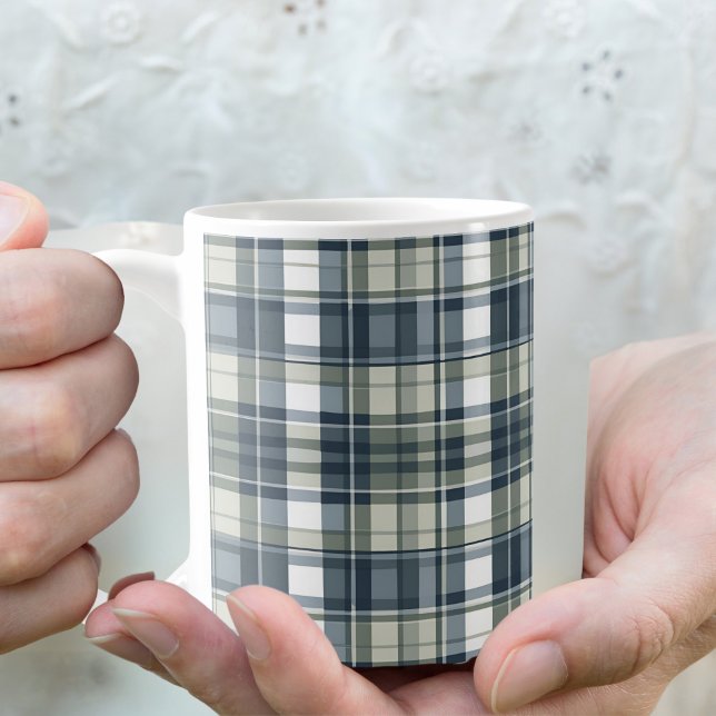 Mug Plat blanc blanc vert bleu Denim Sage (Créateur téléchargé)