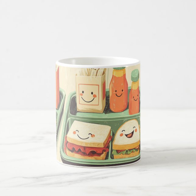 Mug plate de déjeuner scolaire illustrée dans un style (Centre)