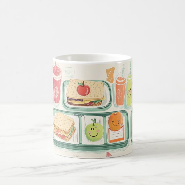 Mug plate de déjeuner scolaire illustrée dans un style (Centre)