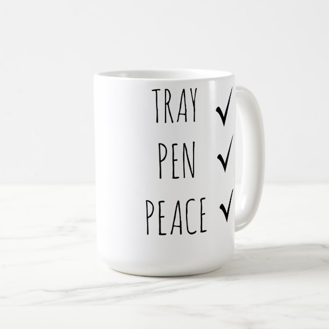 Mug Plateau, stylo, paix  (Devant droit)