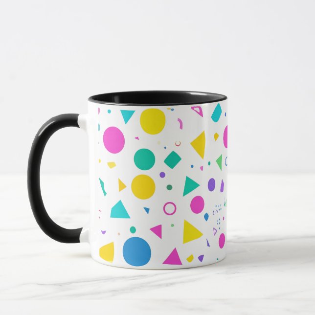 Mug Playful Neon Memphis Geometric Retro Pattern (Gauche)
