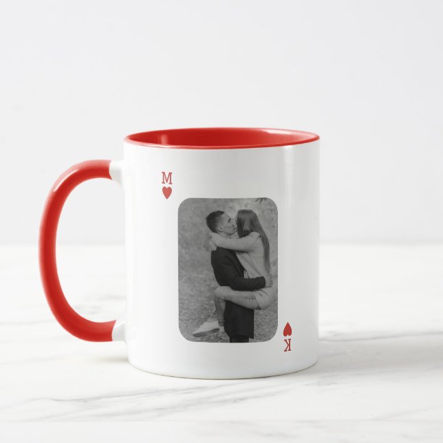 Mug Playing Card Couple Photo Romantic Love Heart Gift (Gauche)