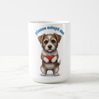 Mug Please Adopt Me – Cute Rescue Dog Illustration wit