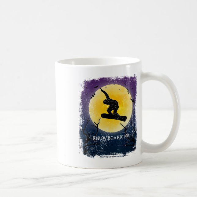 Mug Pleine lune de snowboard Silhouette Rétro Hallowee (Droite)