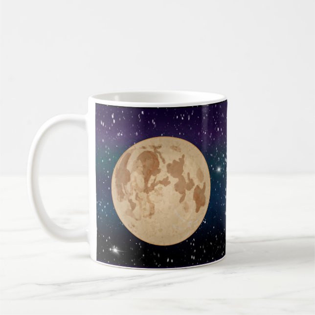 Mug Pleine lune dessinée à la main et étoiles étincela (Gauche)