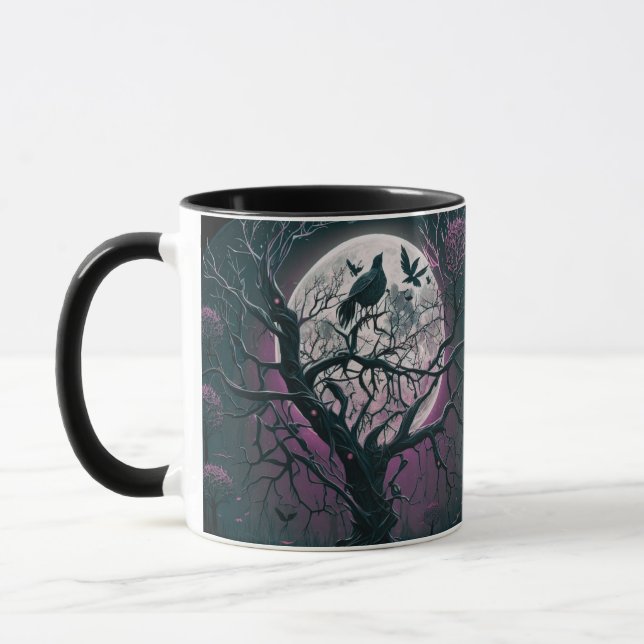 Mug Pleine lune nocturne violette et noire Halloween M (Gauche)