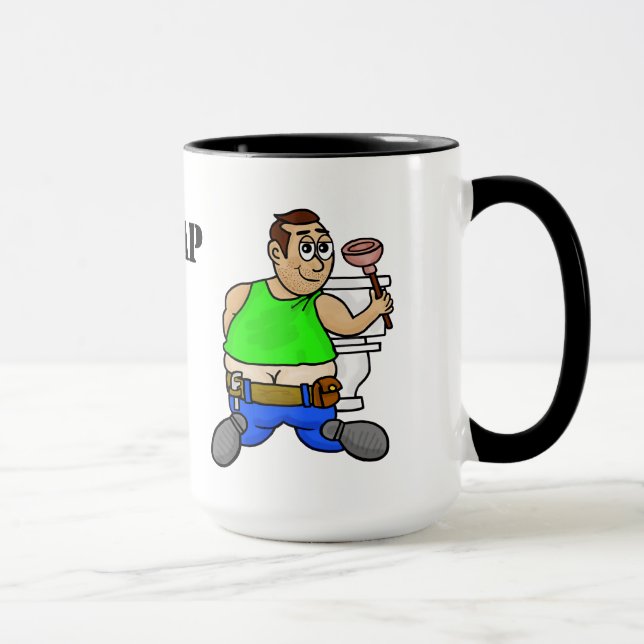 Mug Plomberie De Pâte En Carpe Travaillant Sur Toilett (Droite)