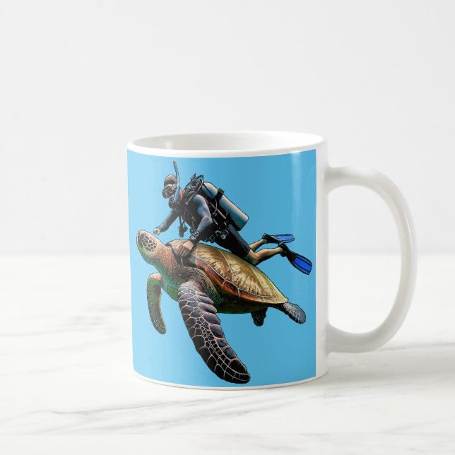 Mug Plongée plongée Plongée nage avec une grande tortu (Droite)