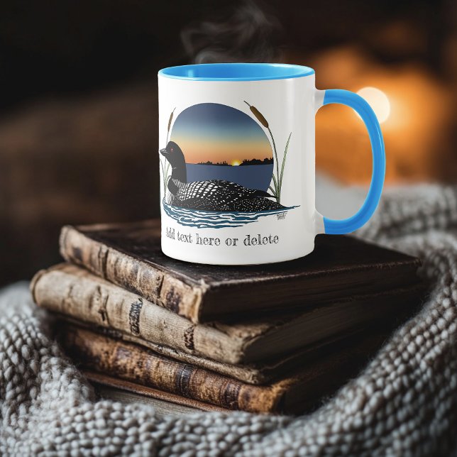 Mug Plongeon commun serein Coucher de soleil Bleu Faun (Créateur téléchargé)