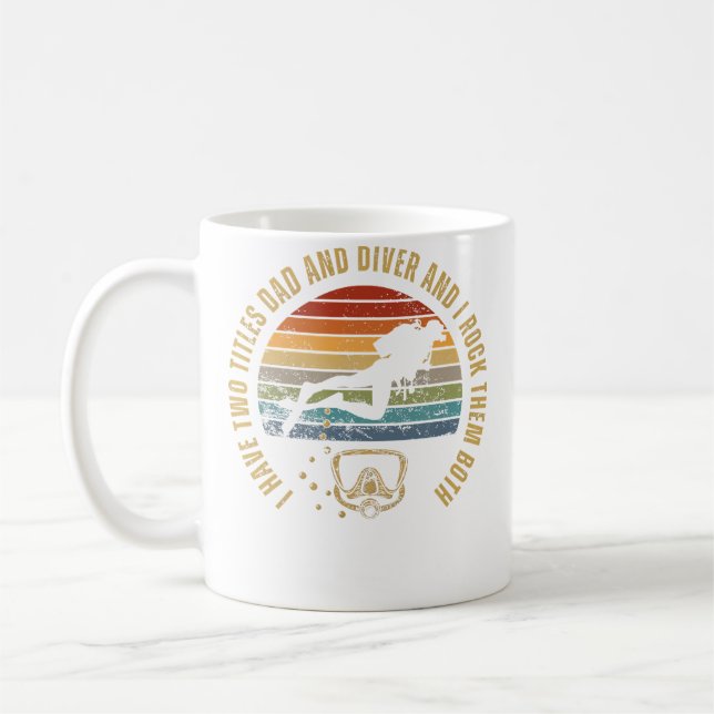Mug Plongeur et papa plongée sous-marine drôle (Gauche)