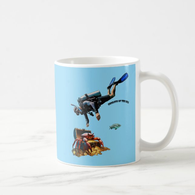 Mug Plongeur SCUBA et coffre au trésor de pièces d'or  (Droite)