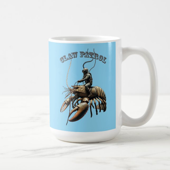 Mug Plongeur vintage chevauchant un homard glacé géant (Droite)
