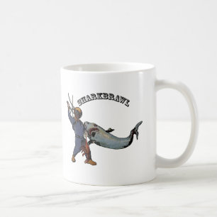 Mug Plongeur vintage combattant un requin sur un URM d