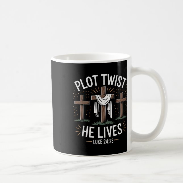Mug Plot Twist He Lives Cross Funny Christian Easter D (Droite)