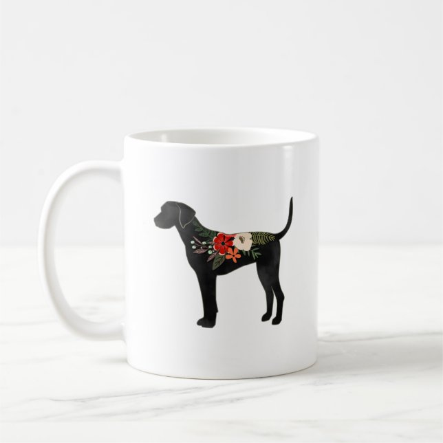 Mug Plott Hound Chien race Boho Floral Silhouette (Gauche)