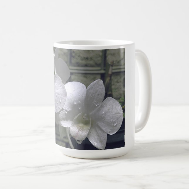 MUG "PLUIE SUR LES ORCHIDES BLANCS" (Devant droit)