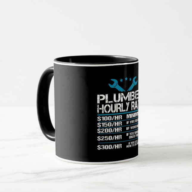 Mug Plumber installer fitter Funny Hourly Rate vend id (Devant gauche)