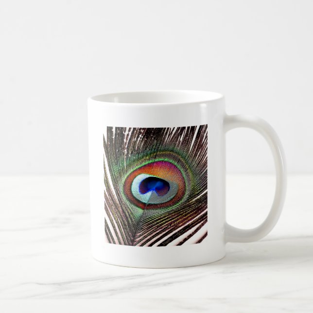 Mug Plume colorée de paon en cuivre (Droite)