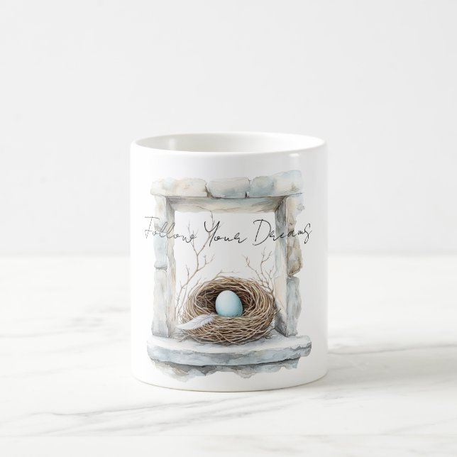 Mug Plume de nid d'oiseau à œuf bleu (Centre)