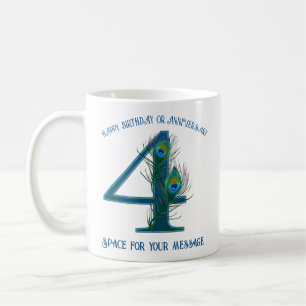Mug Plume de paon personnalisable pour le 4e anniversa