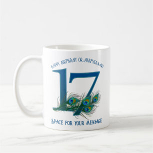 Mug Plume de paon pour 17e anniversaire ou anniversair