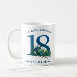 Mug Plume de paon pour 18e anniversaire ou anniversair