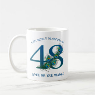Mug Plume de paon pour 48e anniversaire ou anniversair