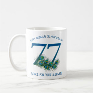 Mug Plume de paon pour 77e anniversaire ou anniversair