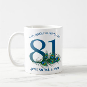 Mug Plume de paon pour 81e anniversaire ou anniversair