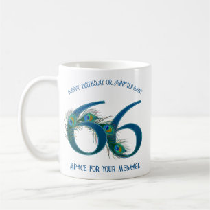 Mug Plume de paon pour les 66 ans ou anniversaire de m