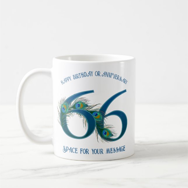 Mug Plume de paon pour les 66 ans ou anniversaire de m (Gauche)