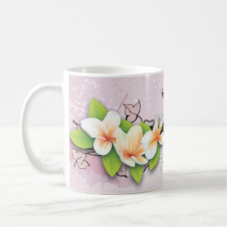 Mug Plumeria vintage/frangipani et lierre rose