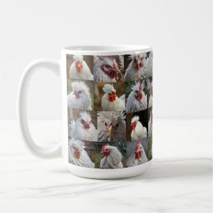Mug "Plumes au centre : portrait d'une poule blanche"
